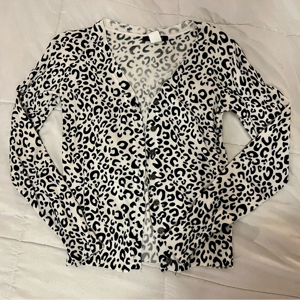 Snow Leopard Print Cardigan | S |